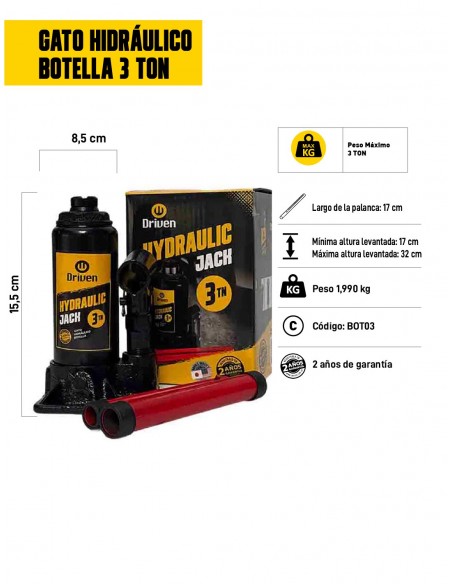 Gato hidráulico botella 3 TON